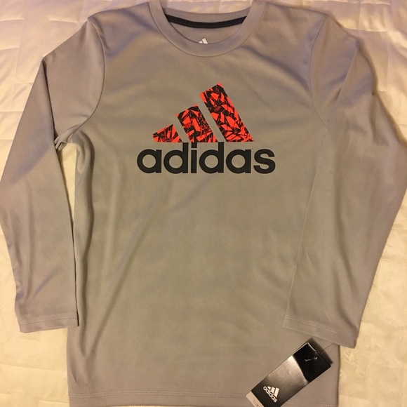 Adidas Grey Long Sleeve Shirt ( SIZE 7) Climalite - Picture 3 of 5